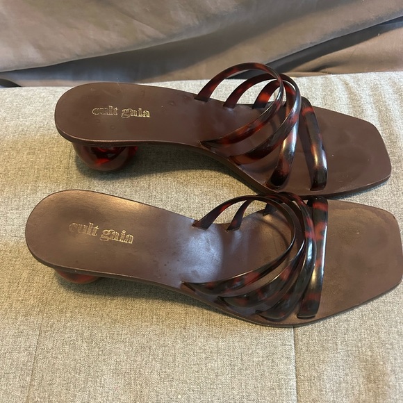 Cult Gaia Jennee Tortoise Four-Band Mule Sandal Heel - Picture 3 of 9